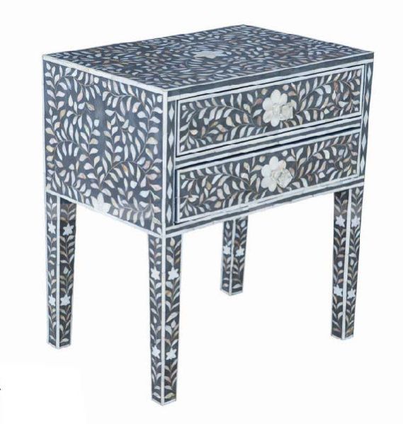 MB261 Bone Inlay Bedside Table