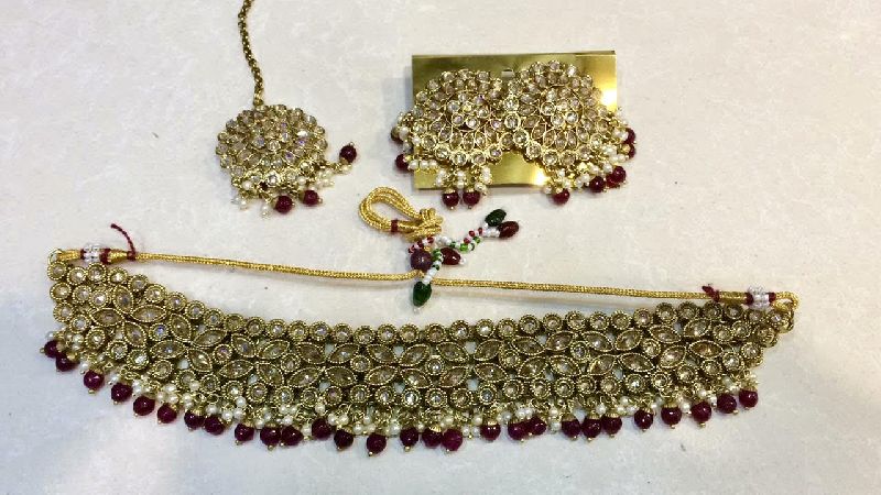 Polki Choker Necklace Set 03