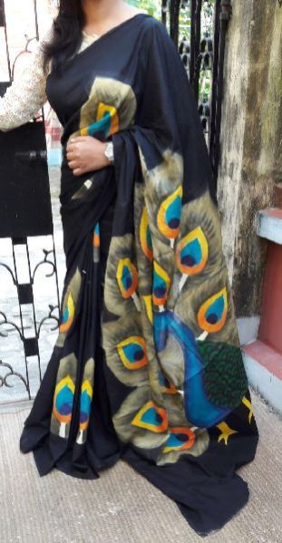 Hand Printed Malmal Cotton Saree 01