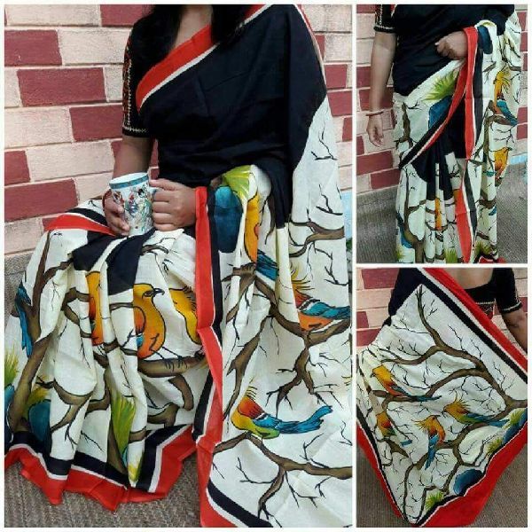 Hand Printed Malmal Cotton Saree 03