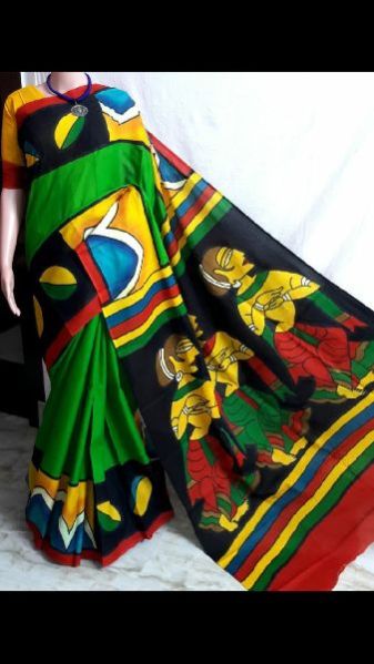 Hand Printed Malmal Cotton Saree 04