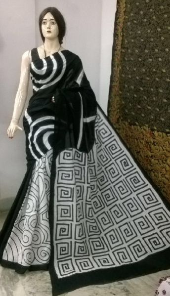 Hand Printed Malmal Cotton Saree 05