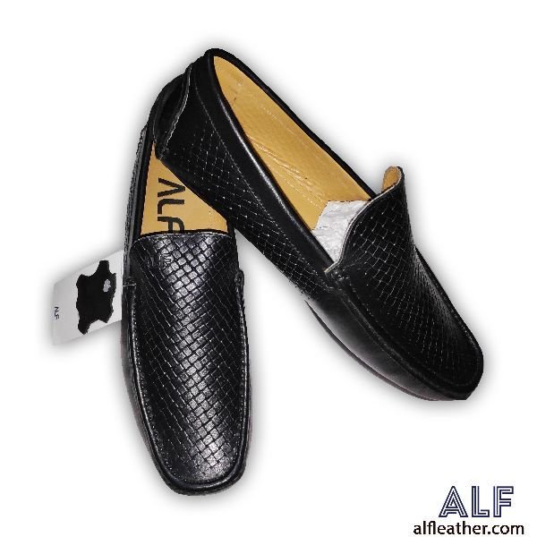 Mens Black Leather Loafer Shoes 02