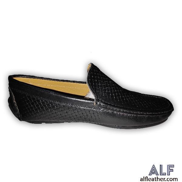 Mens Black Leather Loafer Shoes 03