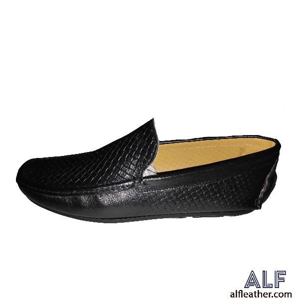Mens Black Leather Loafer Shoes 05