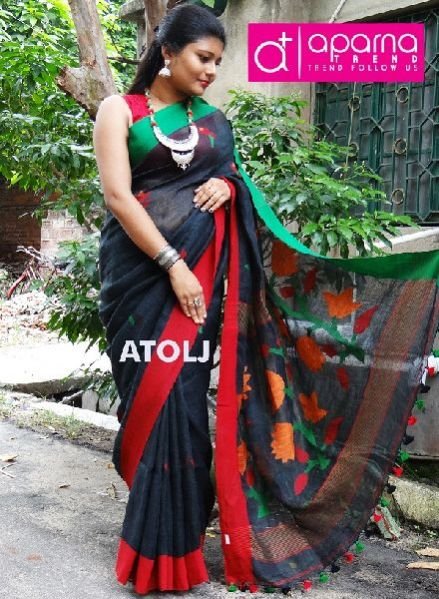 Jamdani Linen Saree 06