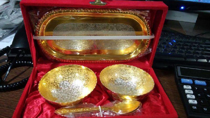 2+1 Gold and Silver Plated Bowl and Spoon Set 03