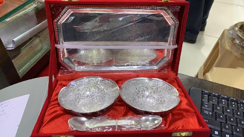 Silver Plated Bowl And Spoon Set 04