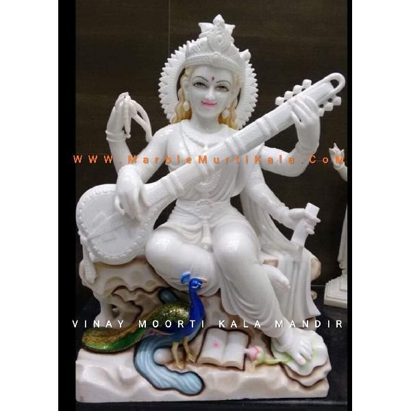 Saraswati Maa Marble Statue