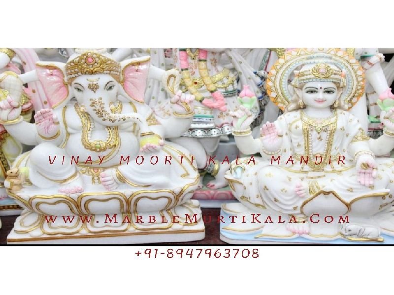 White Marble Laxmi Ganesh Moorti