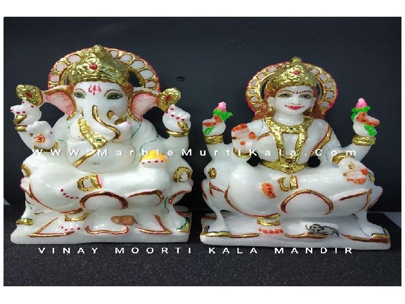 White Marble Laxmi Ganesh Statue