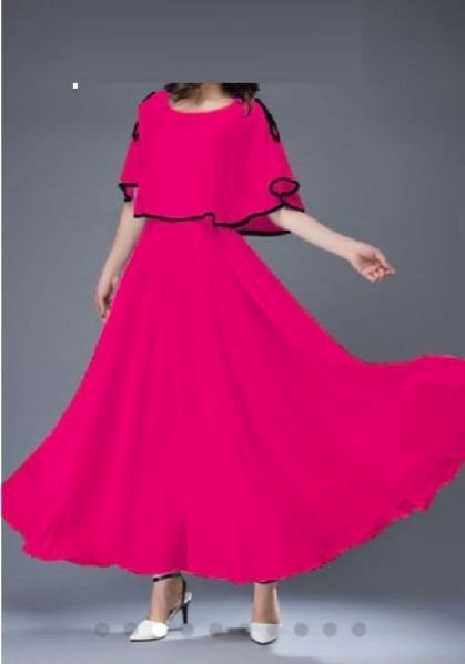 Dark Pink Designer One Piece Dress