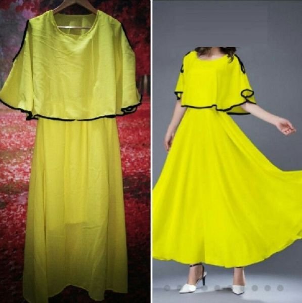 Yellow Designer One Piece Dress