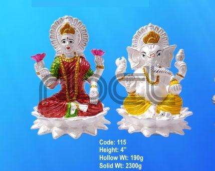 115 Sterling Silver Laxmi Ganesh Statue