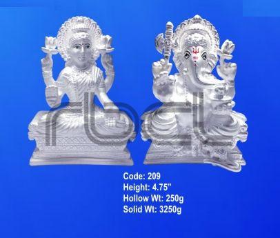 209 Sterling Silver Laxmi Ganesh Statue