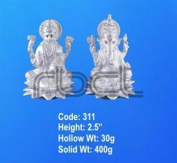 311 Sterling Silver Laxmi Ganesh Statue