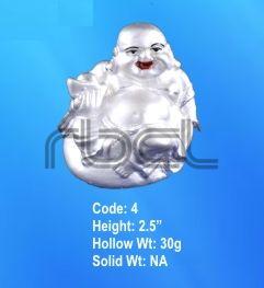 4 Sterling Silver Laughing Buddha Statue