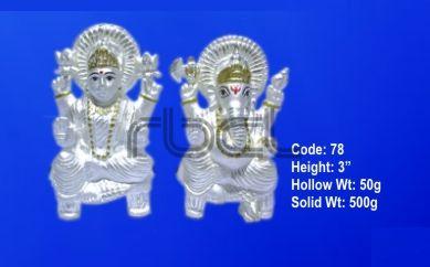 78 Sterling Silver Laxmi Ganesh Statue