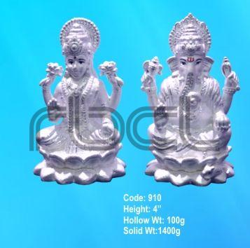 910 Sterling Silver Laxmi Ganesh Statue