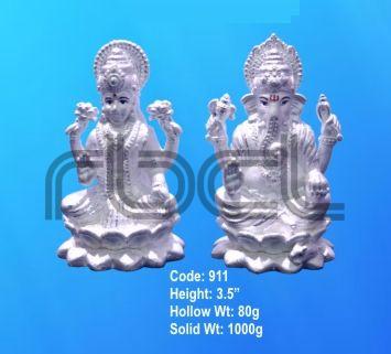 911 Sterling Silver Laxmi Ganesh Statue