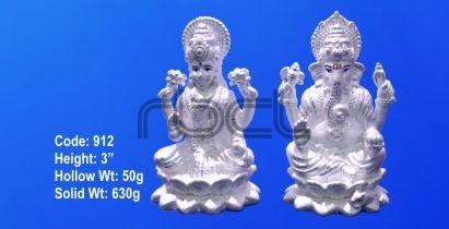 912 Sterling Silver Laxmi Ganesh Statue