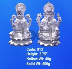913 Sterling Silver Laxmi Ganesh Statue