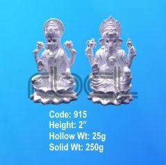 915 Sterling Silver Laxmi Ganesh Statue
