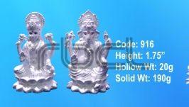 916 Sterling Silver Laxmi Ganesh Statue