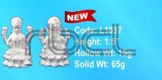 L1037 Sterling Silver Laxmi Ganesh Statue