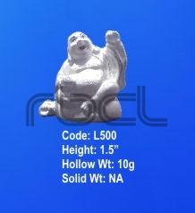 L500 Sterling Silver Laughing Buddha Statue