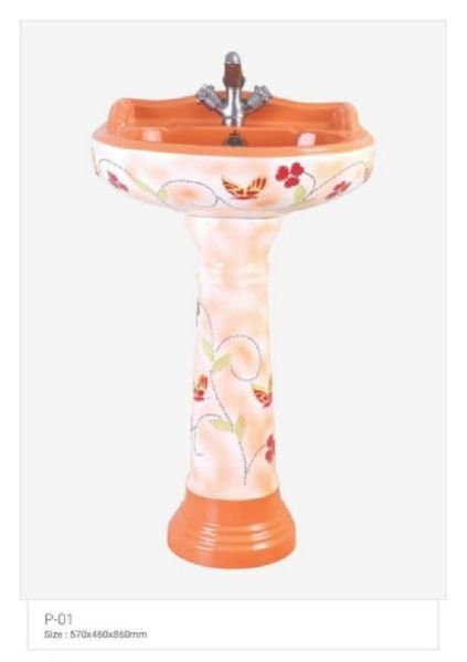 P-01 Star Gold Pedestal Wash Basin