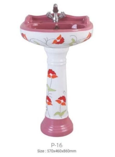 P-16 Star Gold Pedestal Wash Basin