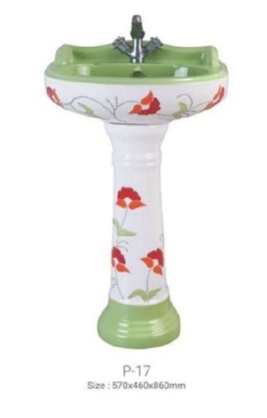 P-17 Star Gold Pedestal Wash Basin