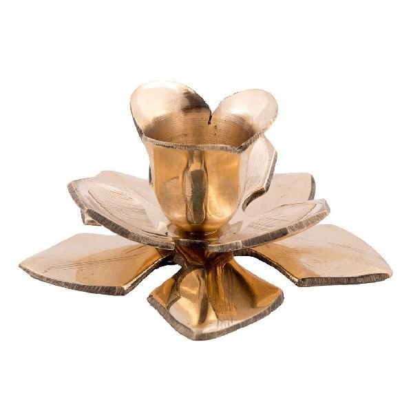 Astounding Golden Brass Flower Candle Stand