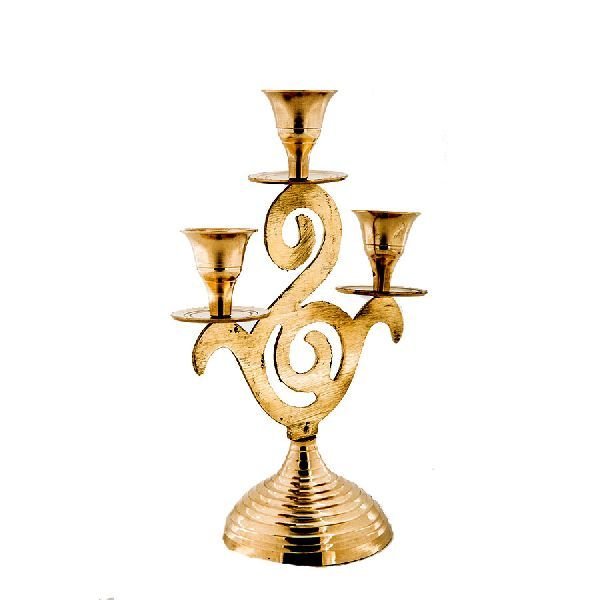 Fabulous Stone Work Brass S Model Candle Stand