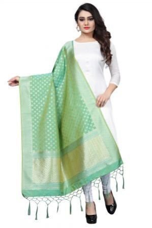 Green Color Silk Weaving Dupatta