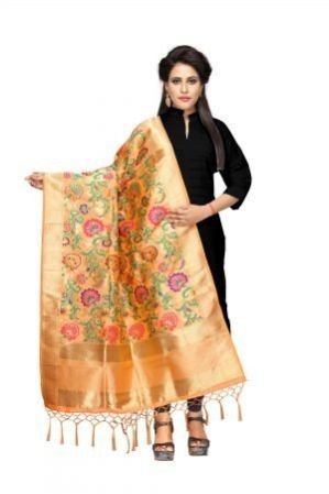 Peach Color Silk Weaving Dupatta