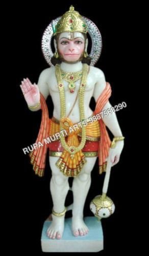 Marble Hanuman Statue with Mace