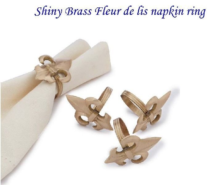Shiny Brass Fleur De Lis Napkin Ring