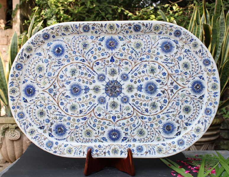 Oval Handcrafted Marble Plate (SPP128)