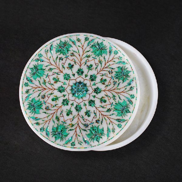 Round Handcrafted Marble Box (SBI110)