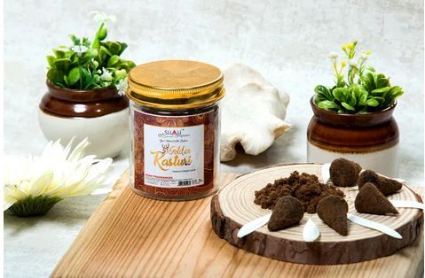50 Grams Golden Kasturi Premium Powder Dhoop Cone