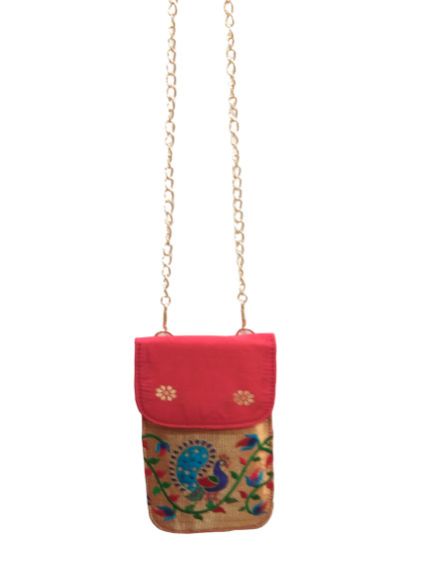 Paithani Mobile Sling Pink