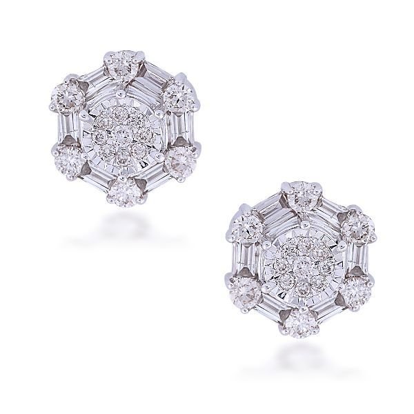 E-03180-D Cluster Diamond Earrings