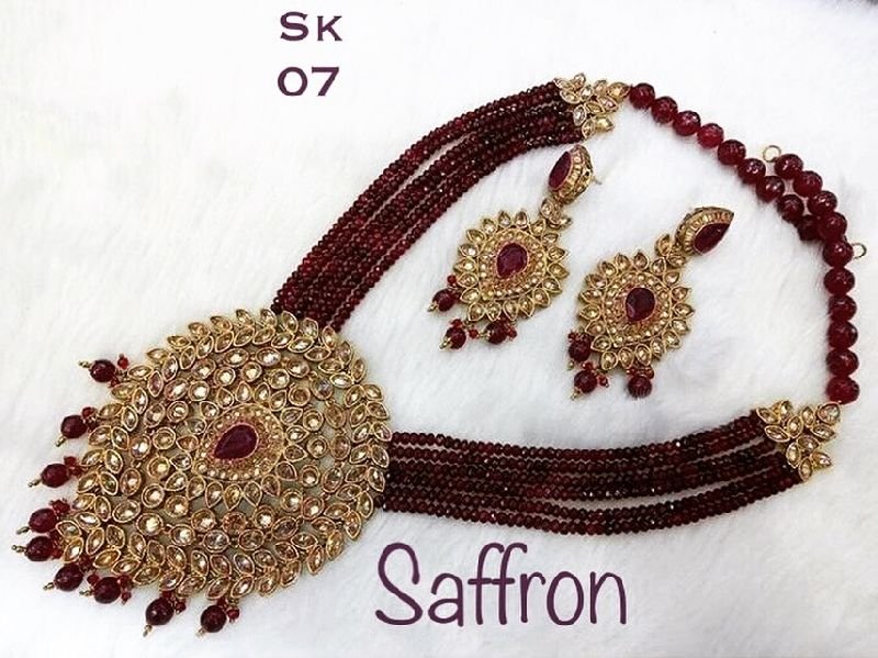 Green Hina Polki Necklace Set SK 0007