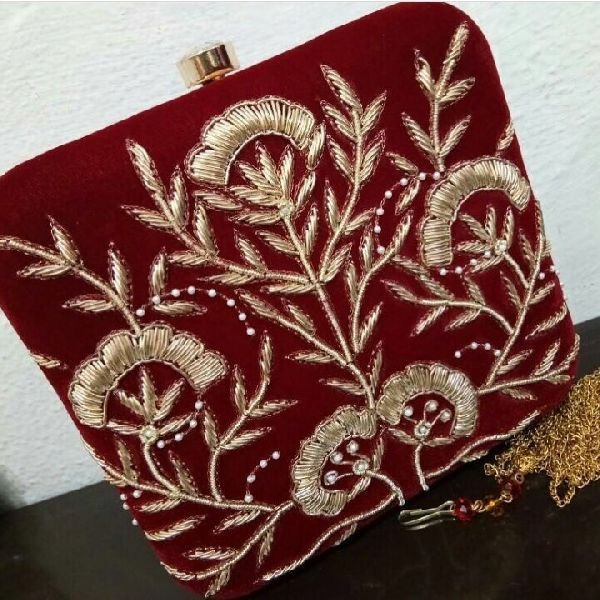 Red Zardosi Clutch SK 0081
