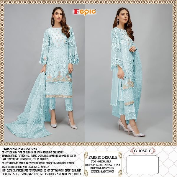 FEPIC Rosemeen C 1050 C Organza Salwar Kameez Single