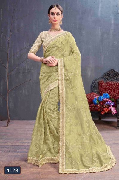 Khushbu D No 4128 organza Sarees Single