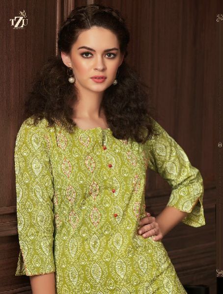 TZU Rehana kurti with plazzo cotton Kurti Catalog