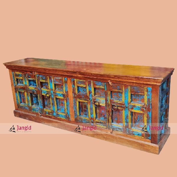 Aged Weathered Wooden Antique Door Sideboard